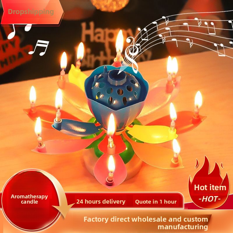 Holiday Candle Set - Romantik Doğum Günü Müzikli Mum Lotus