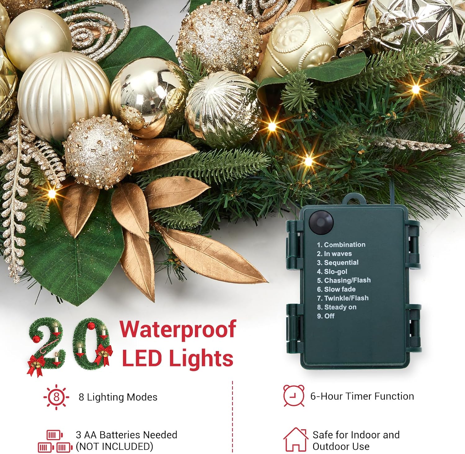 Garvee 24 İnç Noel Çelengi, 20 - Led Fairy String Lights incelemesi ve fiyatı